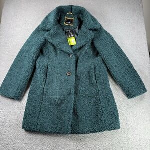 Sam Edelman Jacket Womens M Teddy Coat Faux Fur Curly Oversized Collar NWT $180